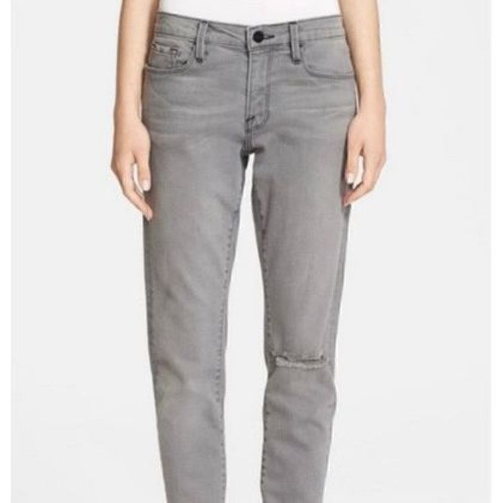FRAME denim le garcon jeans slim boyfriend high rise gray raw hem women’s sz 30